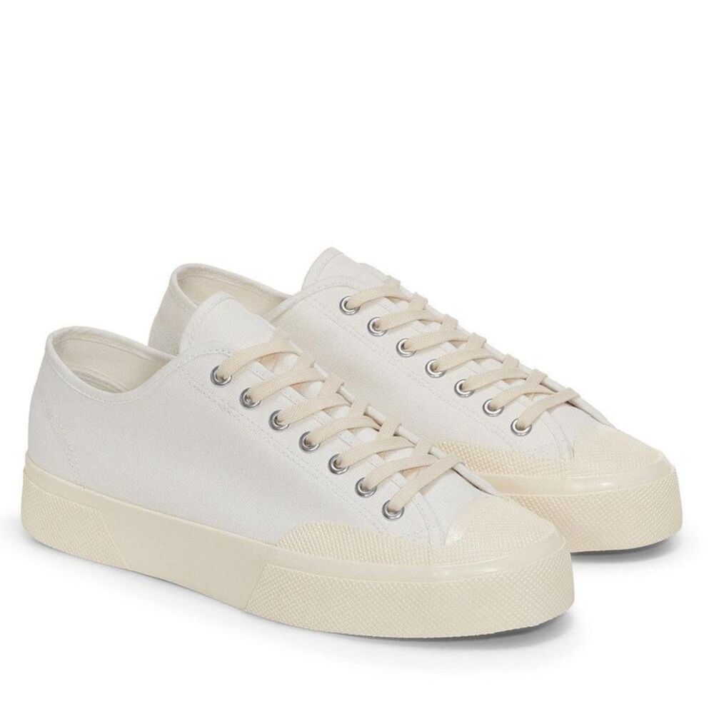 Superga Unisex Adult 2432 Works Cotton Canvas Low Cut Sneakers / White/Off White